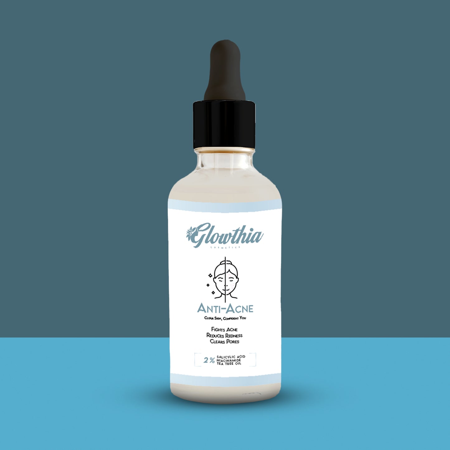 Glowthia Anti-Acne Face Serum – 30ml | 2% Salicylic Acid, Niacinamide & Tea Tree Oil for Acne, Redness & Pore Care