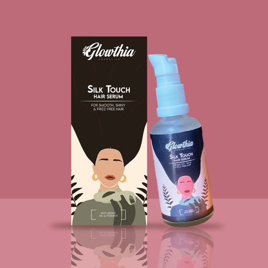 Glowthia Silk Touch Hair Serum – 50ml | Argan Oil & Vitamin E for Smooth, Shiny & Frizz-Free Hair