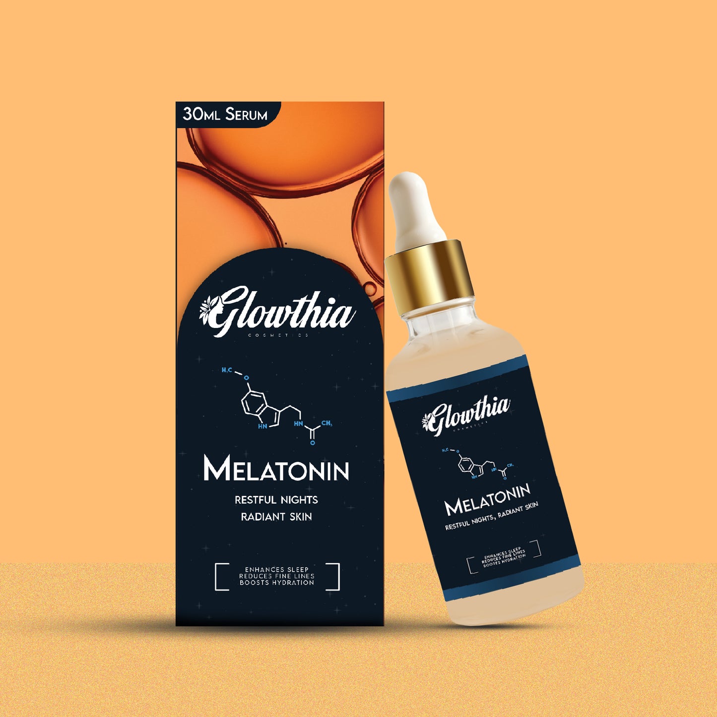 Glowthia Melatonin Night Serum – 30ml | Restful Nights, Radiant Skin | Hydrating & Anti-Aging with Niacinamide & Vitamin E