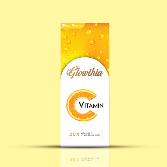 Glowthia Vitamin C Face Serum – 30ml | 20% Vitamin C + Hyaluronic Acid & Vitamin E for Brightening & Anti-Aging