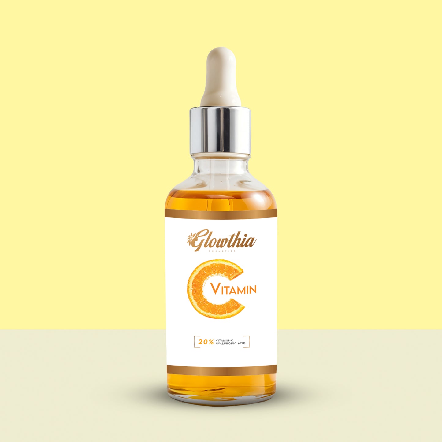 Glowthia Vitamin C Face Serum – 30ml | 20% Vitamin C + Hyaluronic Acid & Vitamin E for Brightening & Anti-Aging