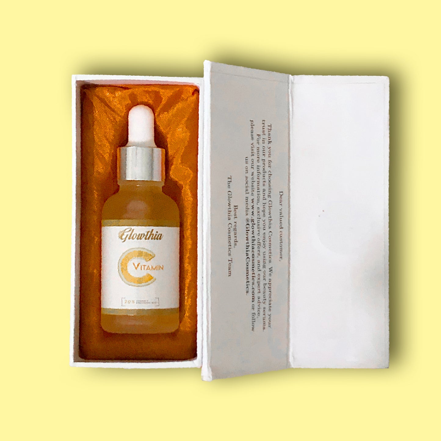 Glowthia Vitamin C Face Serum – 30ml | 20% Vitamin C + Hyaluronic Acid & Vitamin E for Brightening & Anti-Aging